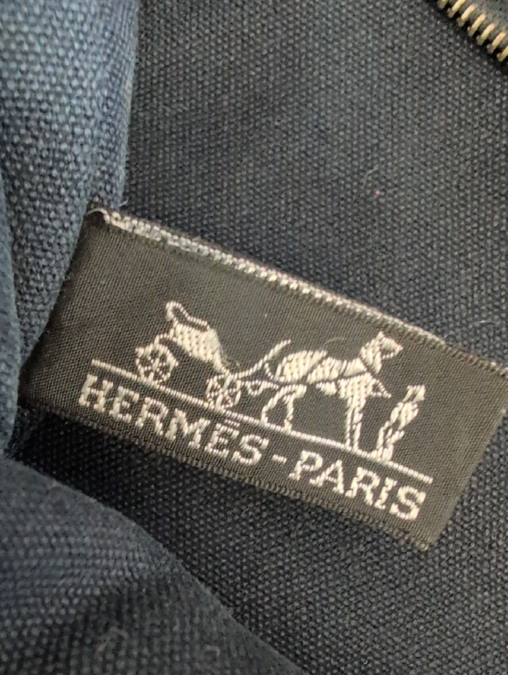 Hermes Vintage Fourre Tout Navy/Brown Distressed Canvas Tote - Picture 11 of 17